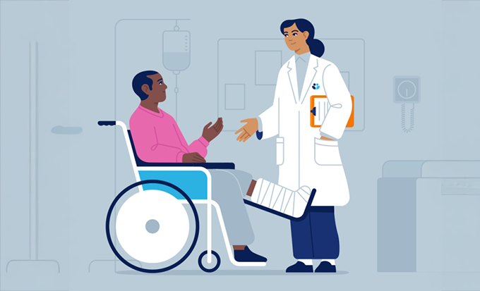 Illustration of patient and doctor