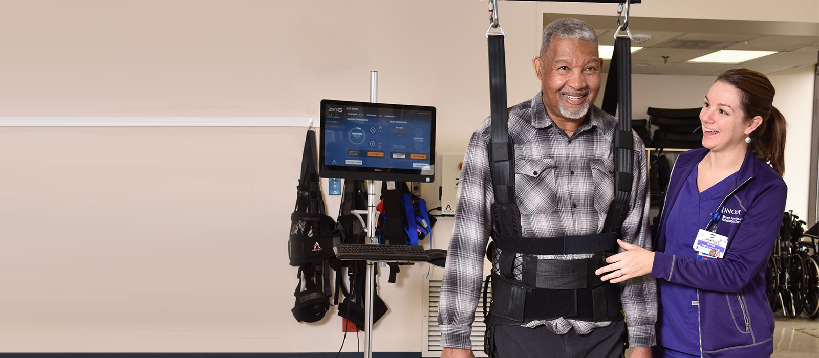 Mature man in rehab facility